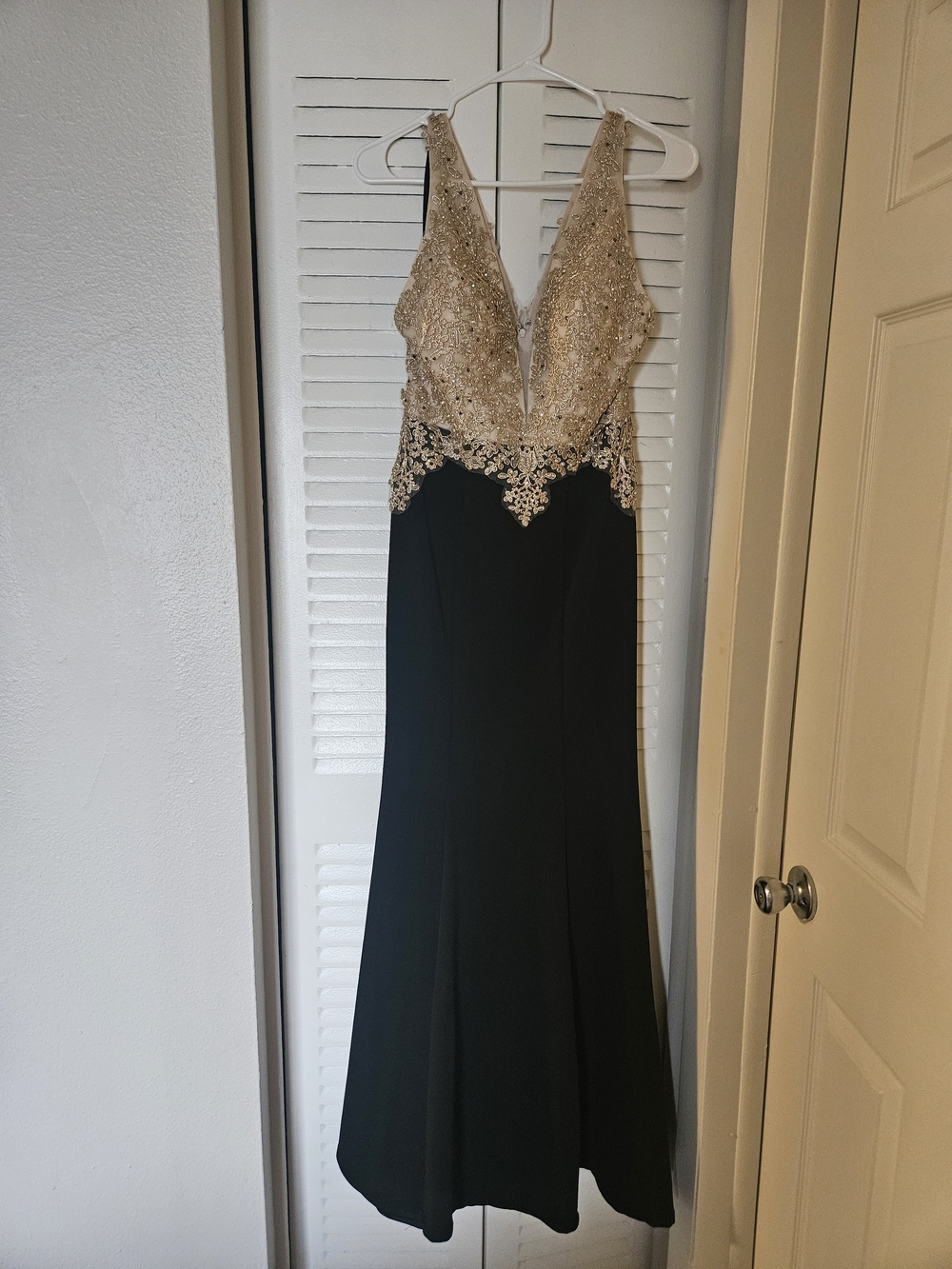 Speechless Black Gown with Gold Beaded Bodice